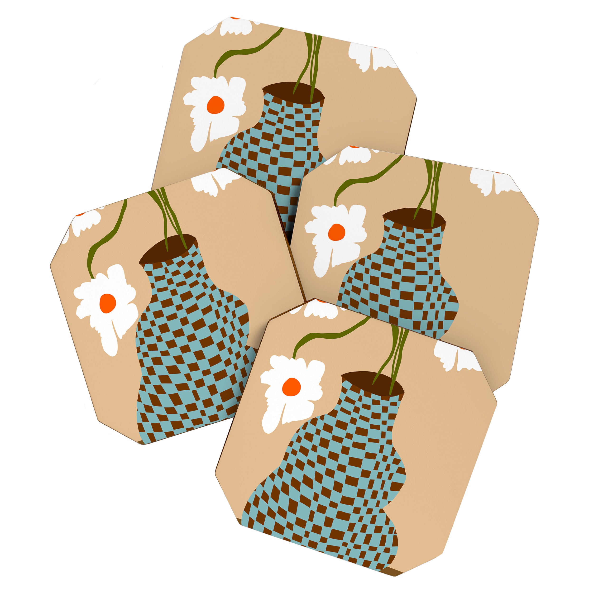 Party floral pottery  Coaster Gallery Image 1