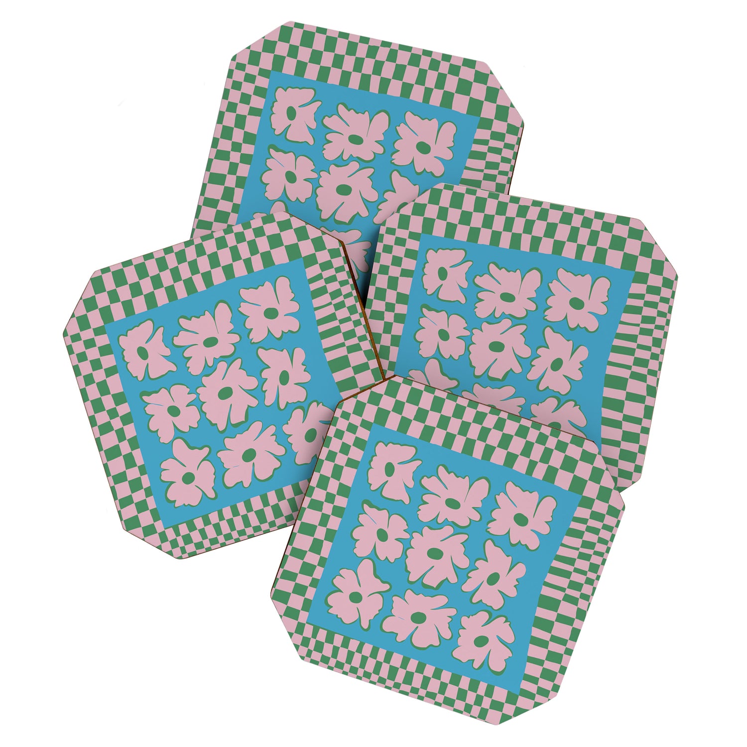 Pastel Nature Checkerboard  Coaster Gallery Image 1