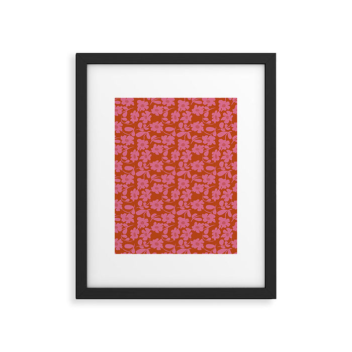 Pink and Orange floral Framed Art Print Gallery Image 1