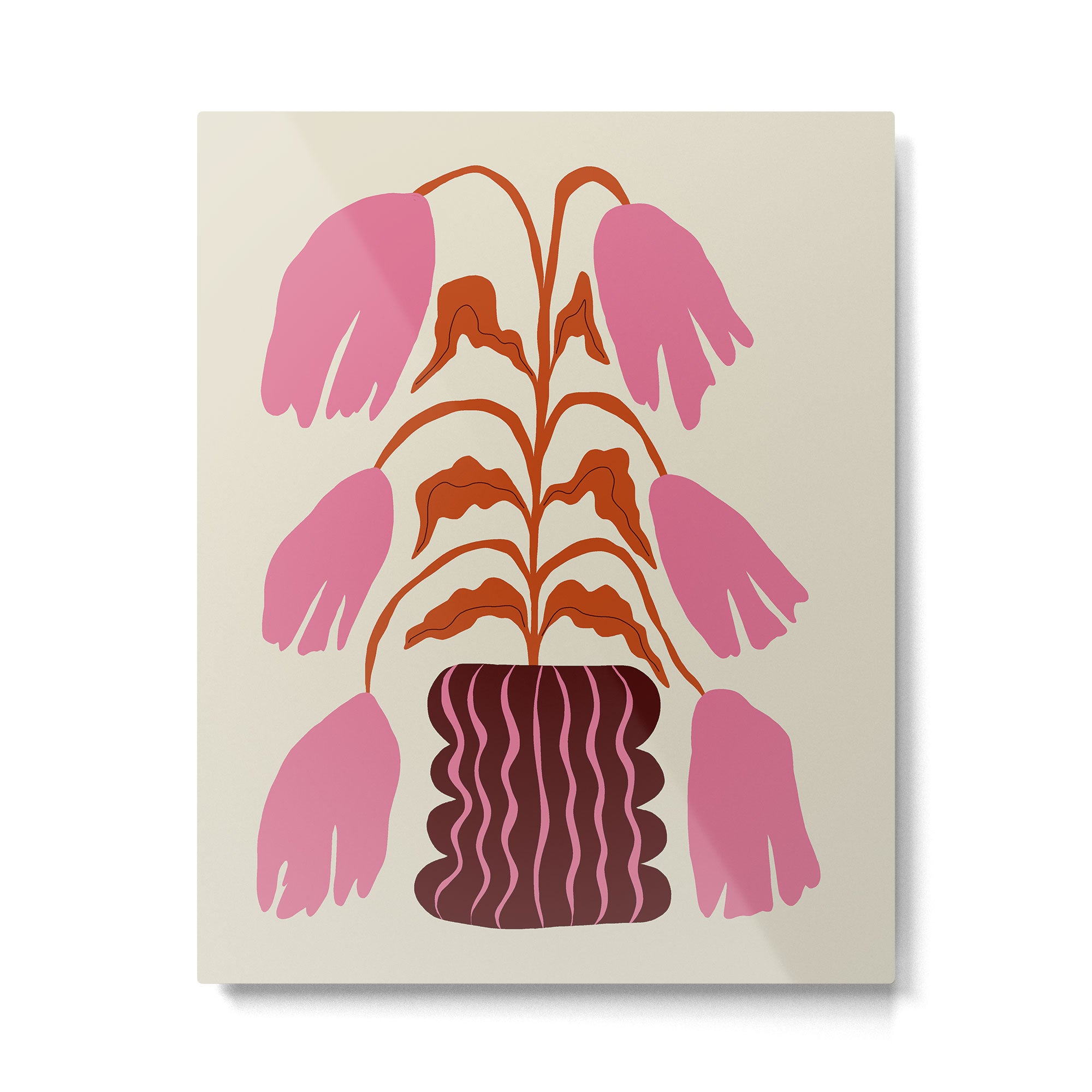 Pink dropping flower pottery   Metal Print Gallery Image 4