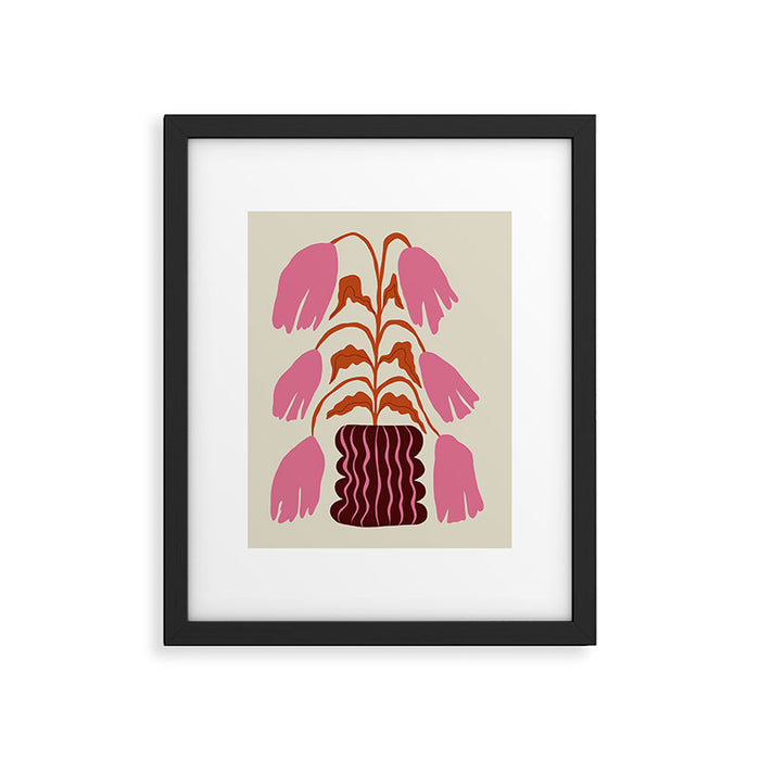 Pink dropping flower pottery   Framed Art Print Gallery Image 1