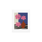 Pink flower pot with Stripe  Art Print Gallery Image 1