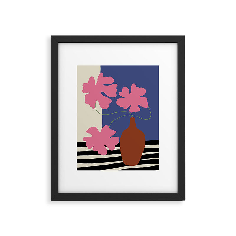Pink flower pot with Stripe  Framed Art Print Gallery Image 5