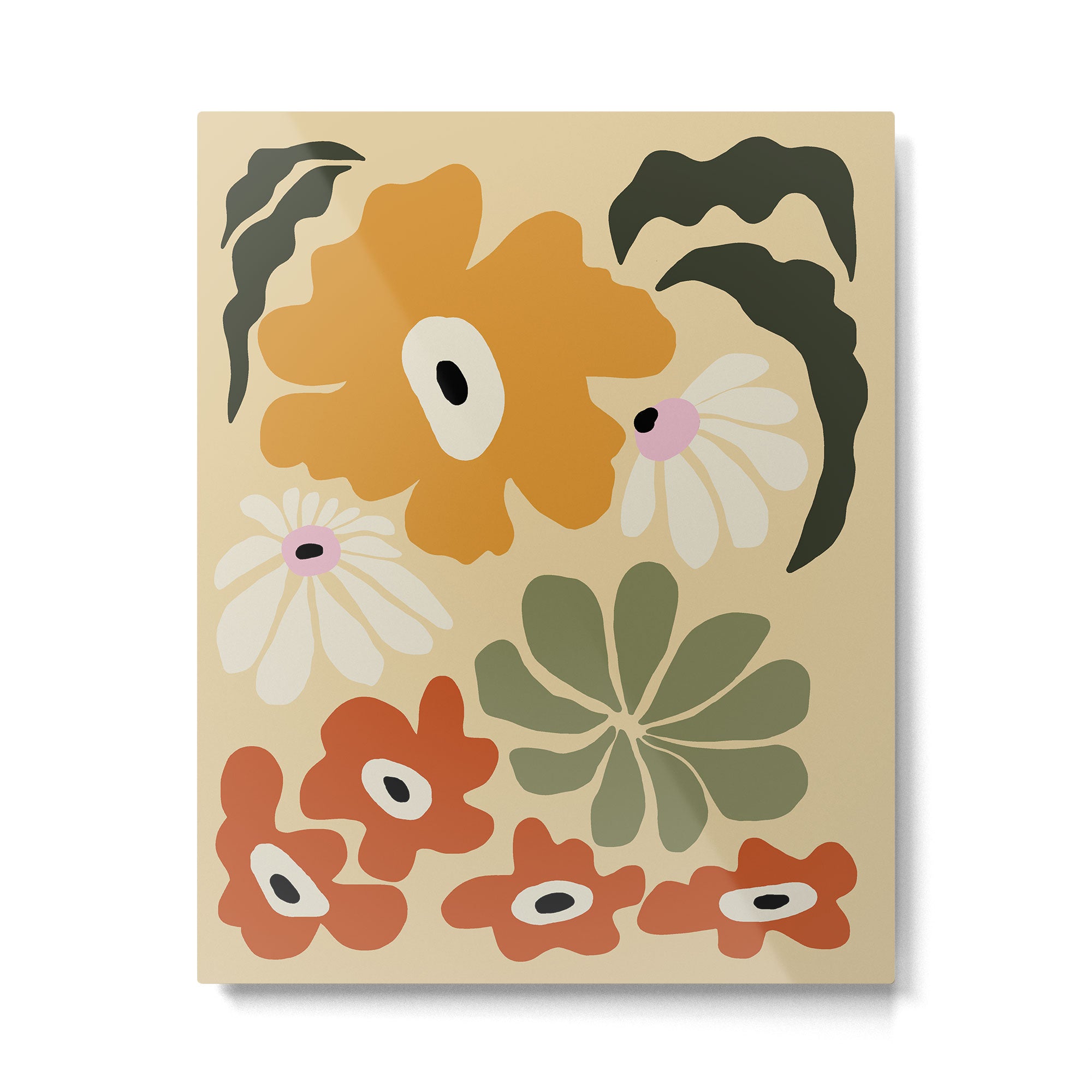 Retro abstract floral  Metal Print Gallery Image 4