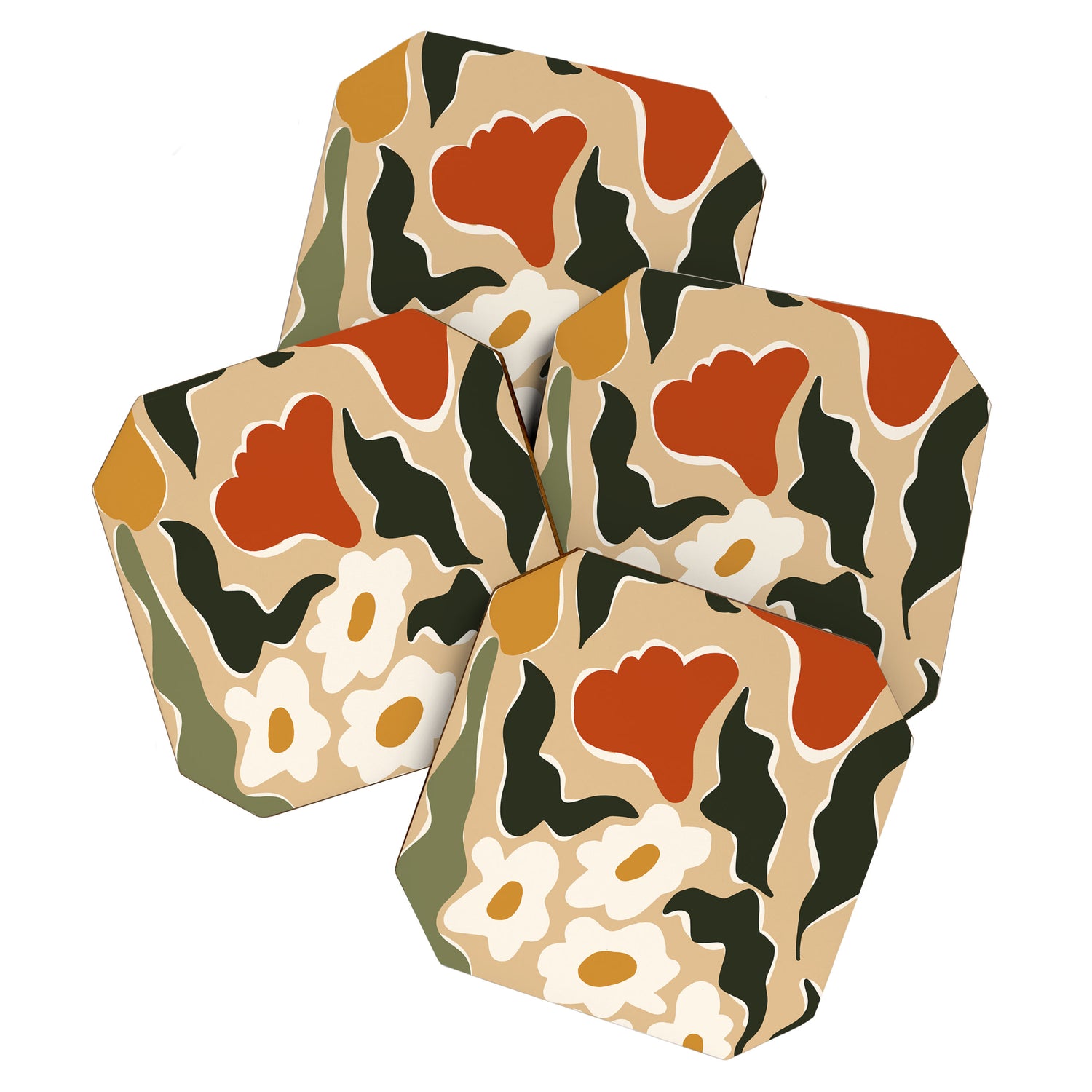 RETRO BOLD flowers  Coaster Gallery Image 1