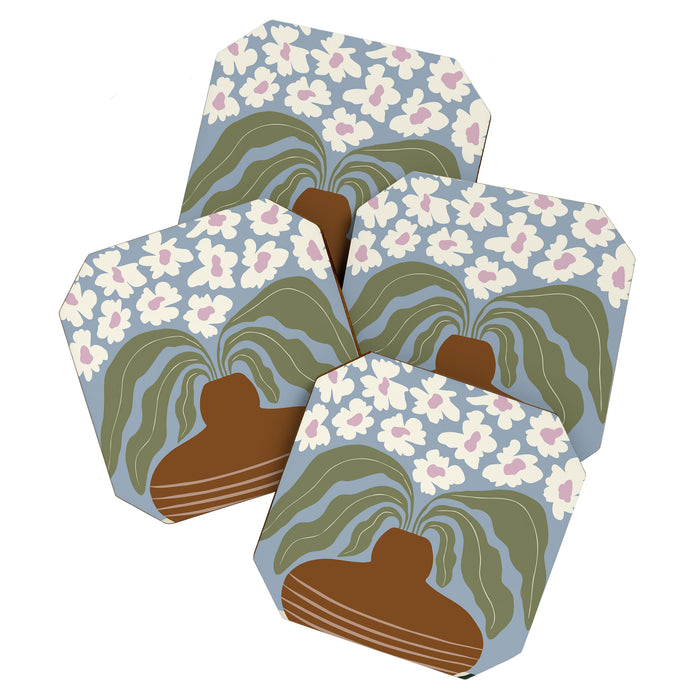 Retro clay and flower Coaster Gallery Image 1