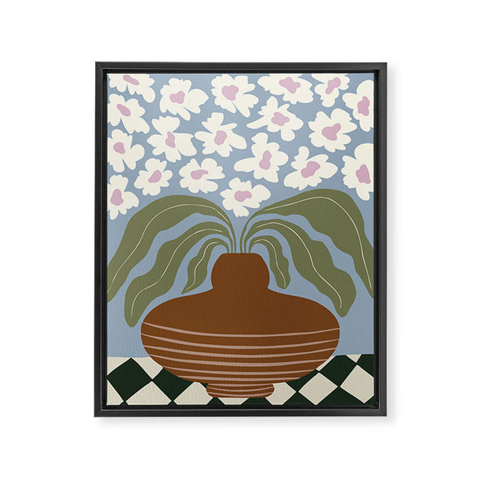 Retro clay and flower Framed Canvas Print Gallery Image 1