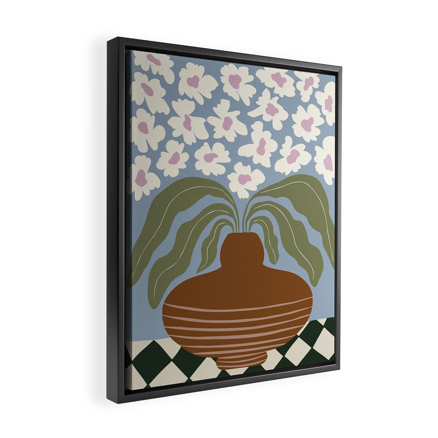 Retro clay and flower Framed Canvas Print Gallery Image 2