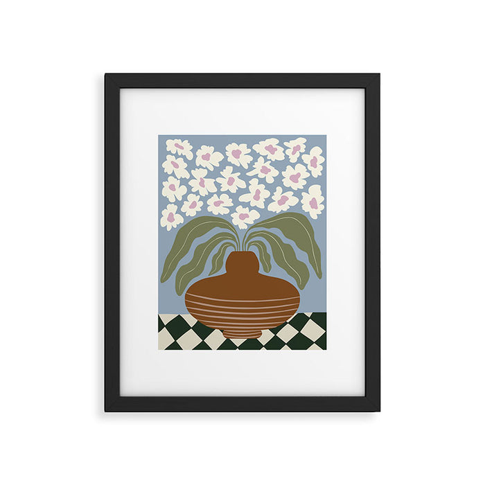 Retro clay and flower Framed Art Print Gallery Image 1