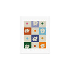 Retro floral checkerboard Art Print Gallery Image 1