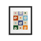 Retro floral checkerboard Framed Art Print Gallery Image 6