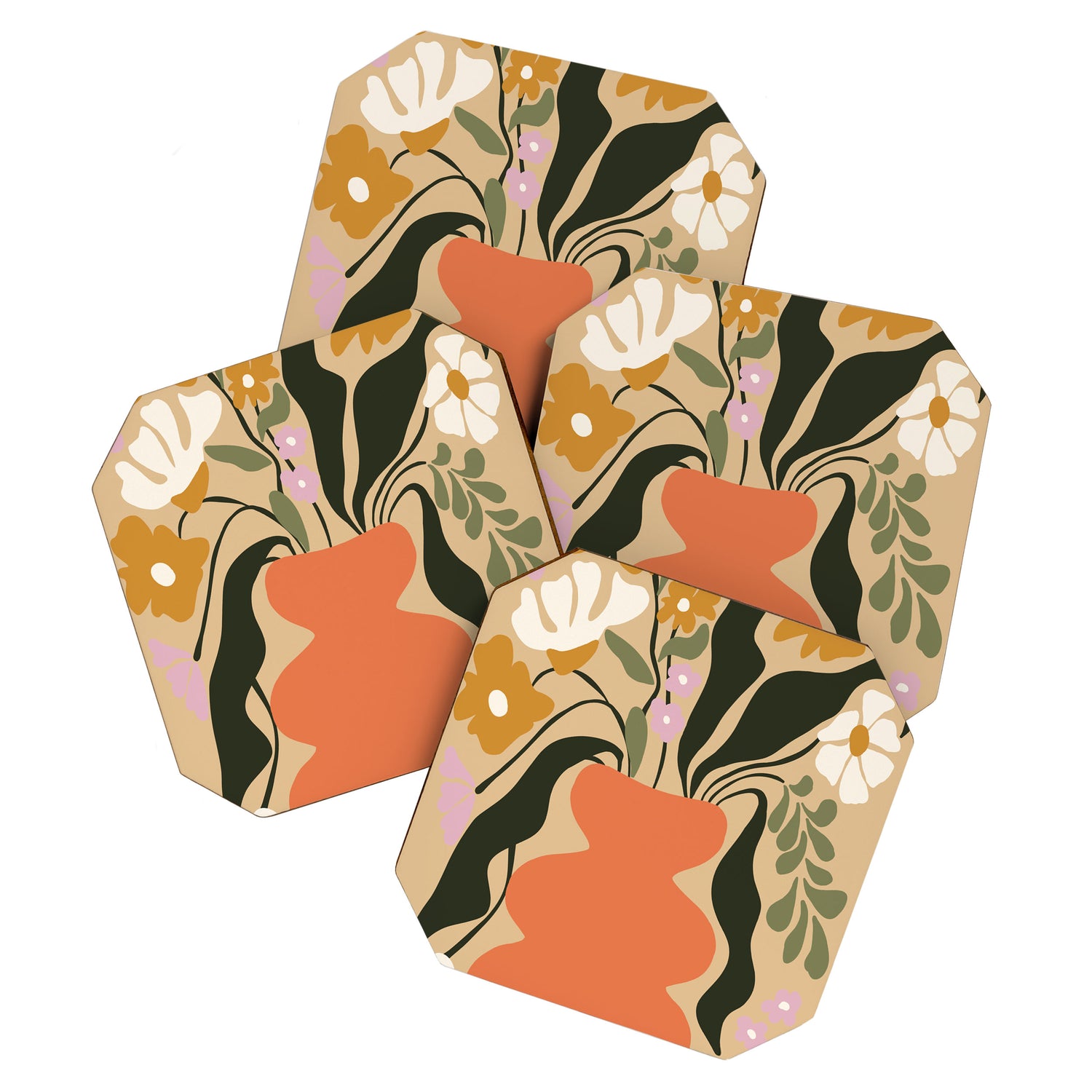 Retro flower pot  Coaster Gallery Image 1