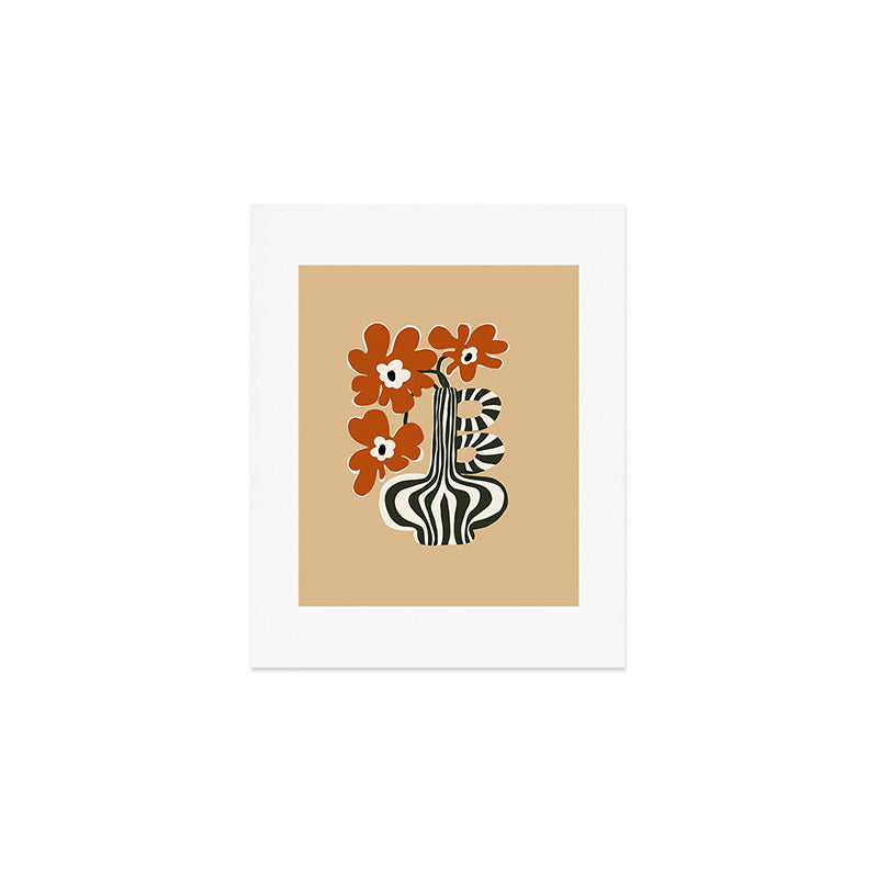 Retro flowerpot with stripe  Art Print Gallery Image 1