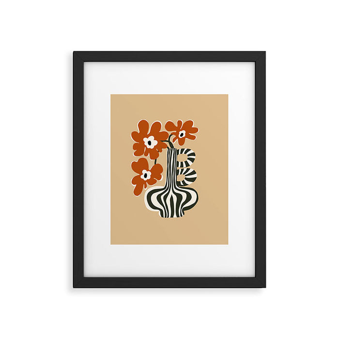 Retro flowerpot with stripe  Framed Art Print Gallery Image 1