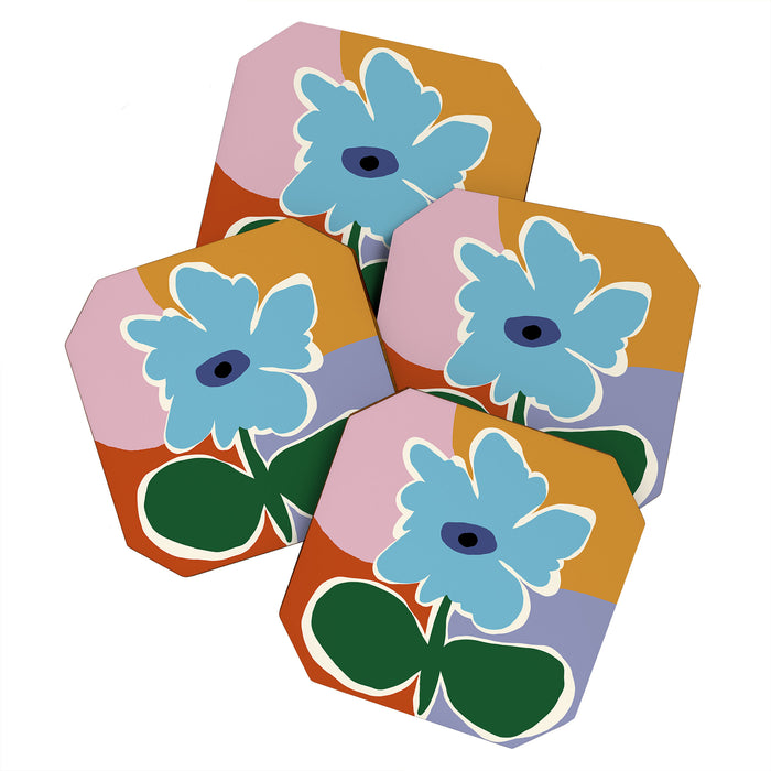 Retro minimal flower III Coaster Gallery Image 1