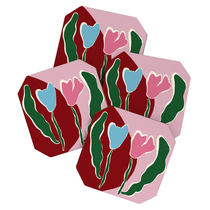 Retro minimal flower IV Coaster Gallery Image 1