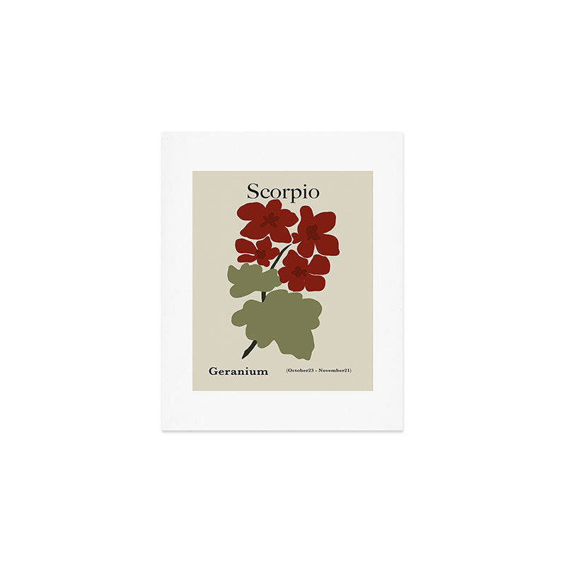 Scorpio red geranium  Art Print Gallery Image 1
