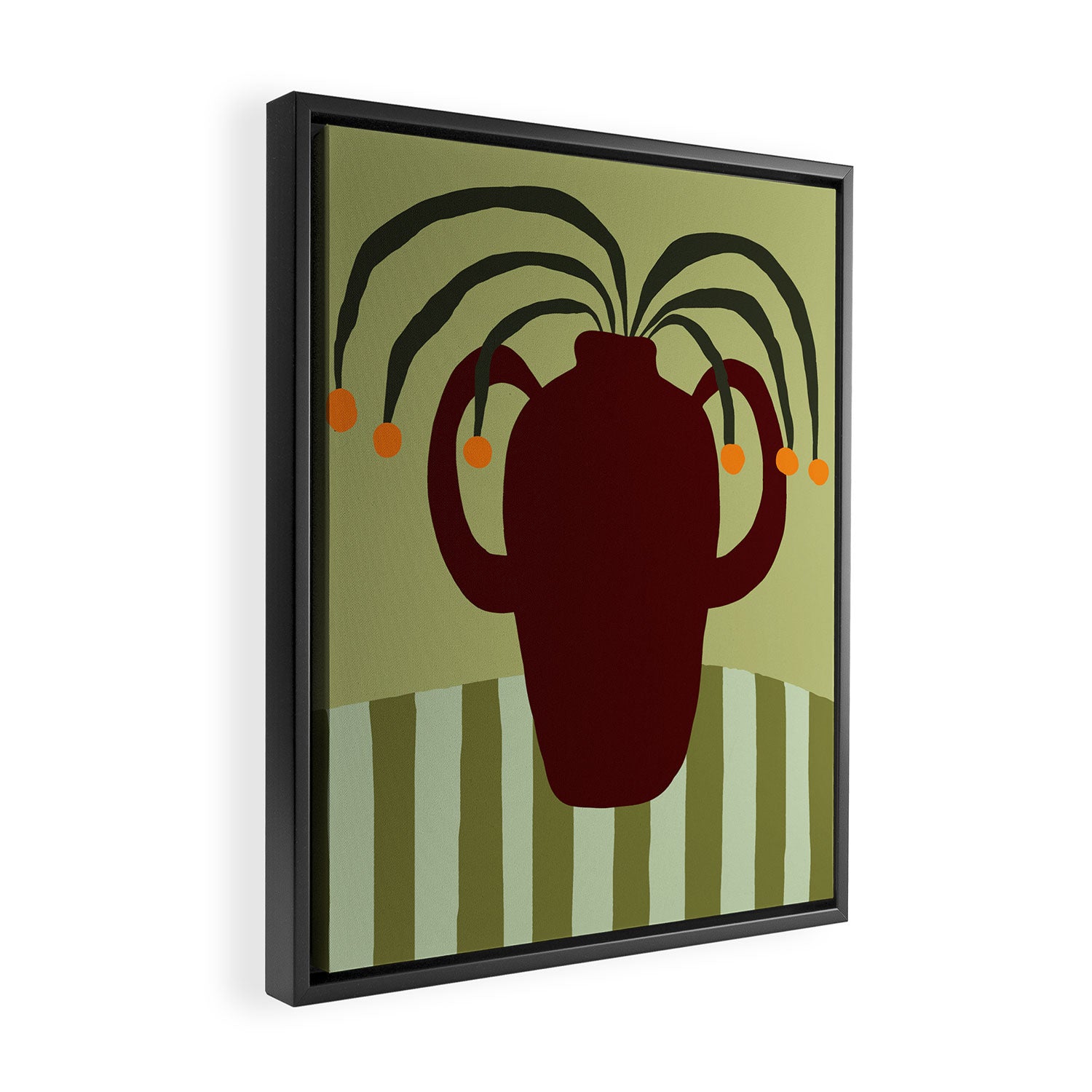 Summer Flower pottery with stripe Framed Canvas Print Gallery Image 2
