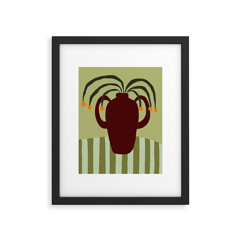 Summer Flower pottery with stripe Framed Art Print Gallery Image 6