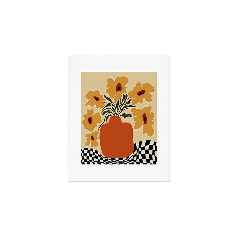 Summer flowerpot with check  Art Print Gallery Image 1