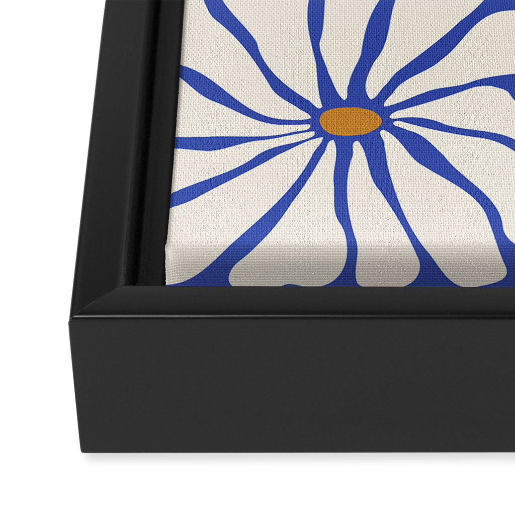 Sunny Floral Blue Framed Canvas Print Gallery Image 3