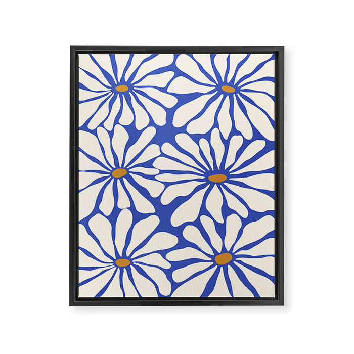 Sunny Floral Blue Framed Canvas Print Gallery Image 1