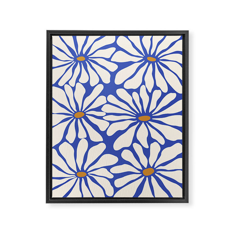 Sunny Floral Blue Framed Canvas Print Gallery Image 6