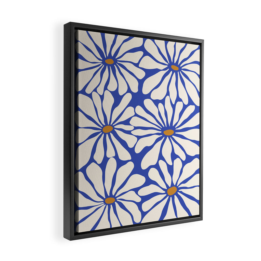 Sunny Floral Blue Framed Canvas Print Gallery Image 2