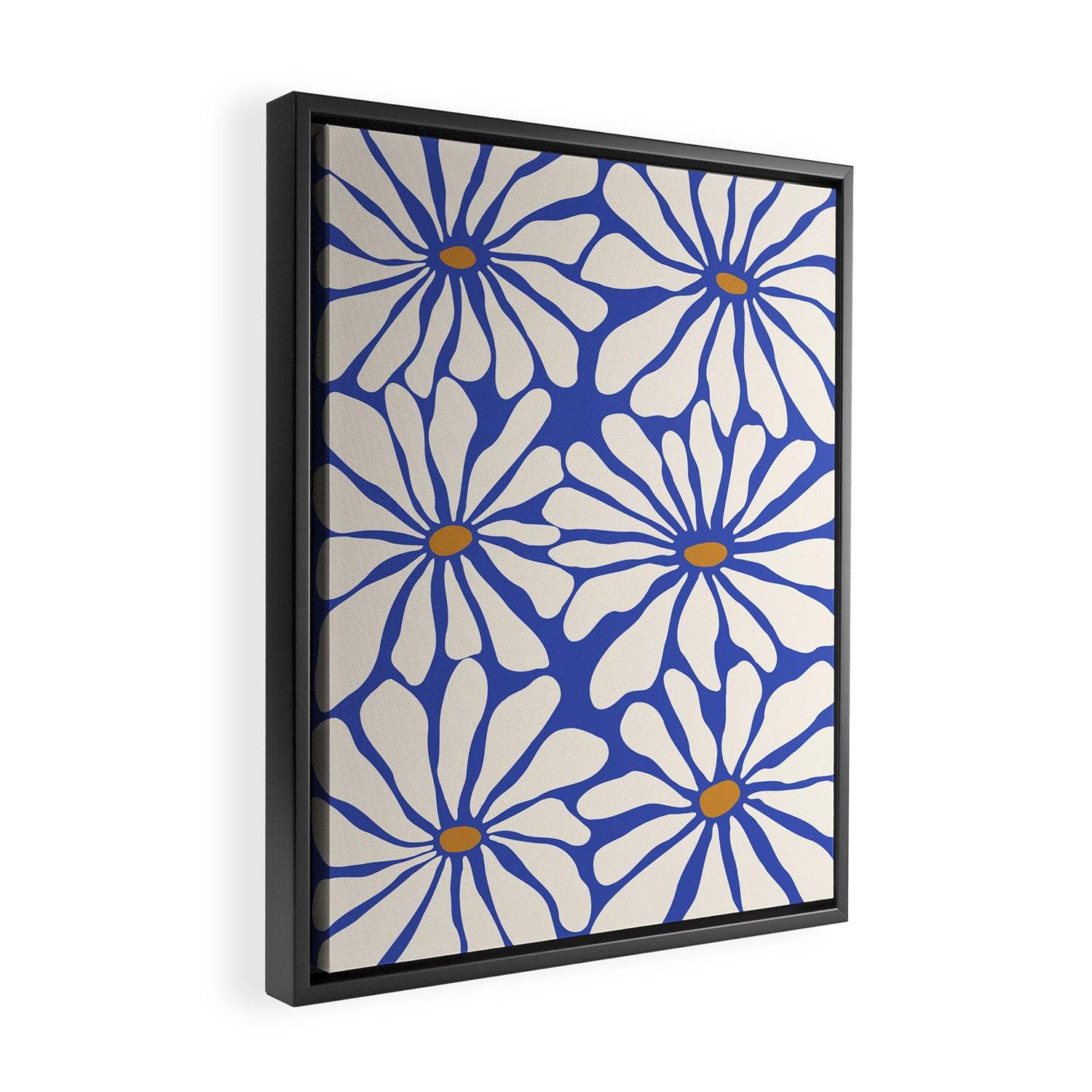 Sunny Floral Blue Framed Canvas Print Gallery Image 2