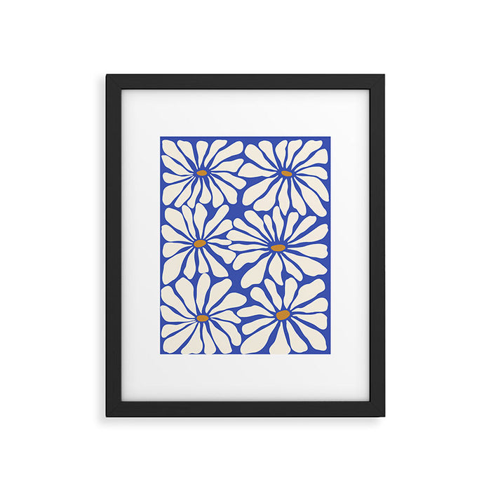 Sunny Floral Blue Framed Art Print Gallery Image 1
