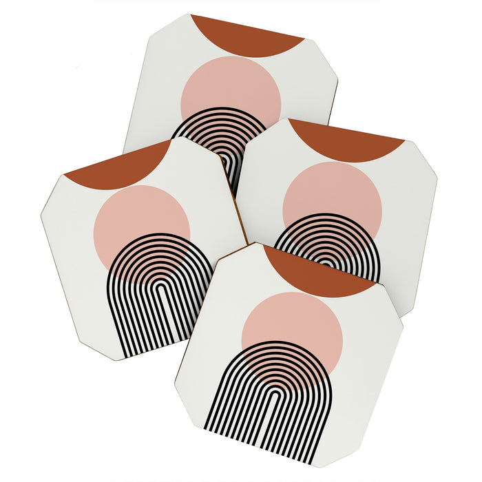 terracotta sun and moon abstract  Coaster Gallery Image 1