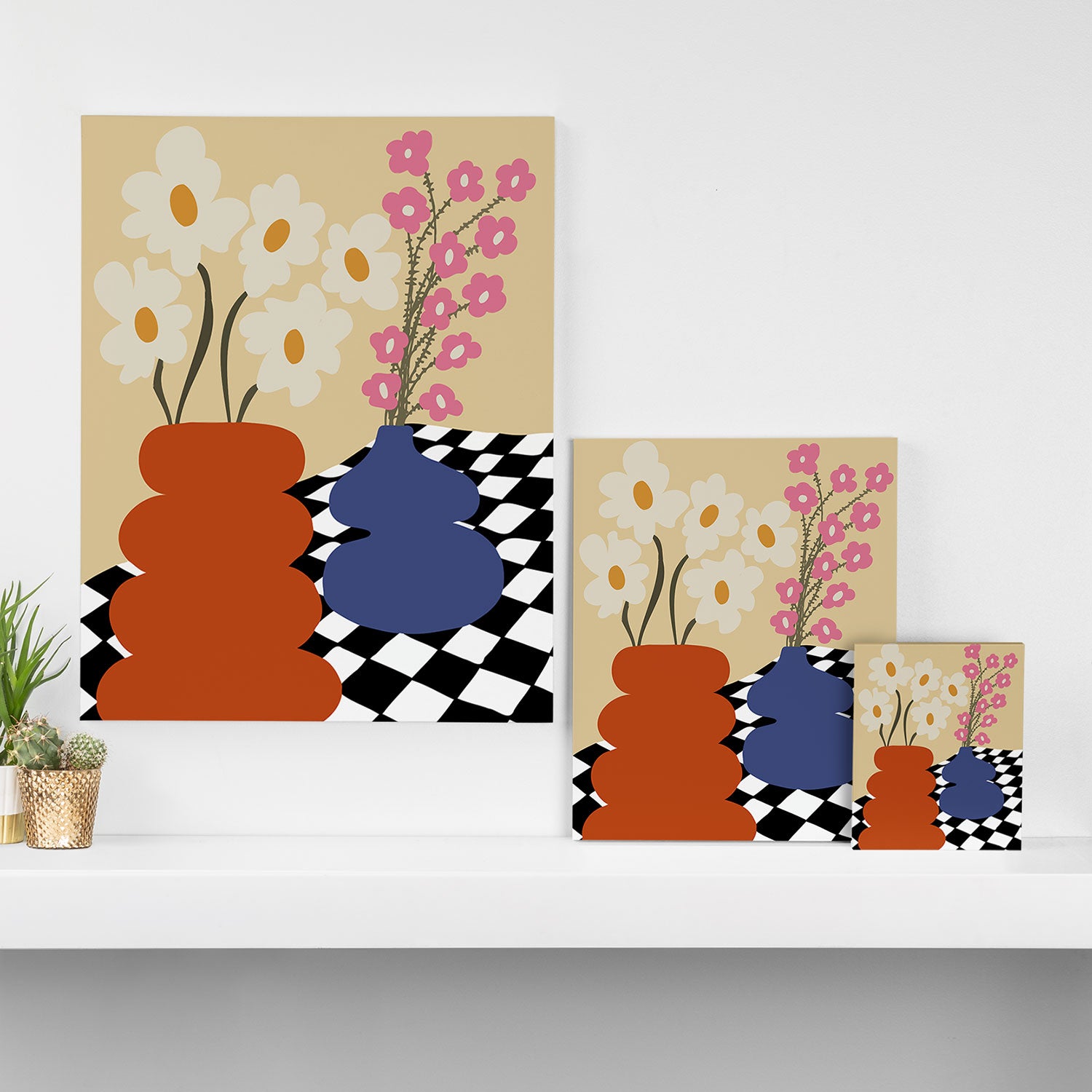 Two blooming pottery   Canvas Print Gallery Image 3