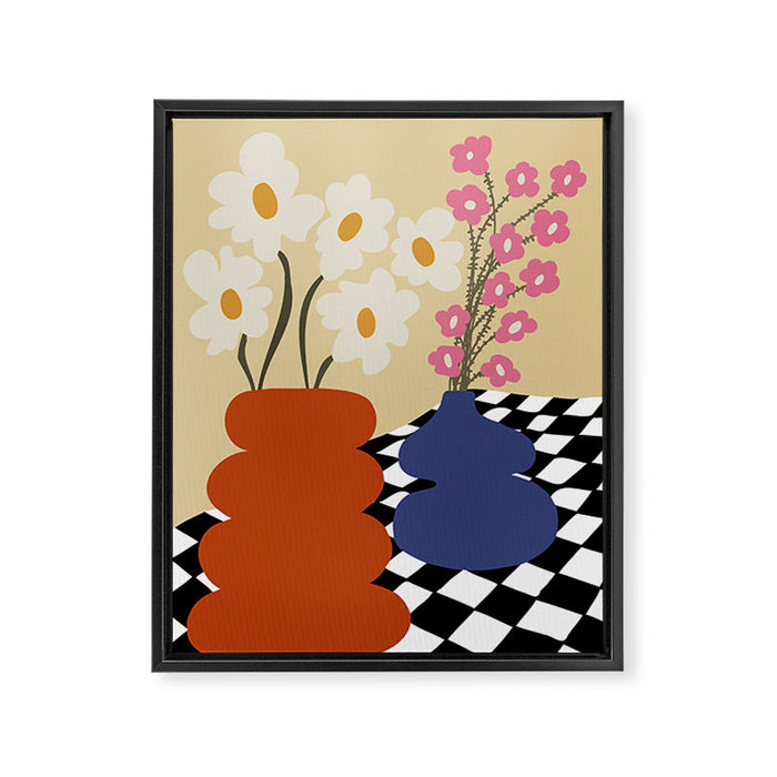 Two blooming pottery   Framed Canvas Print Gallery Image 1