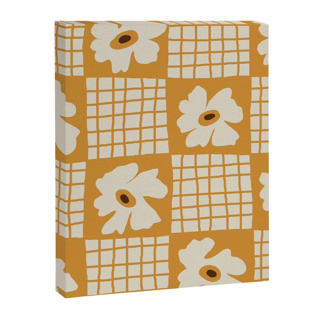 Vintage floral checkered box pattern  Canvas Print Gallery Image 3