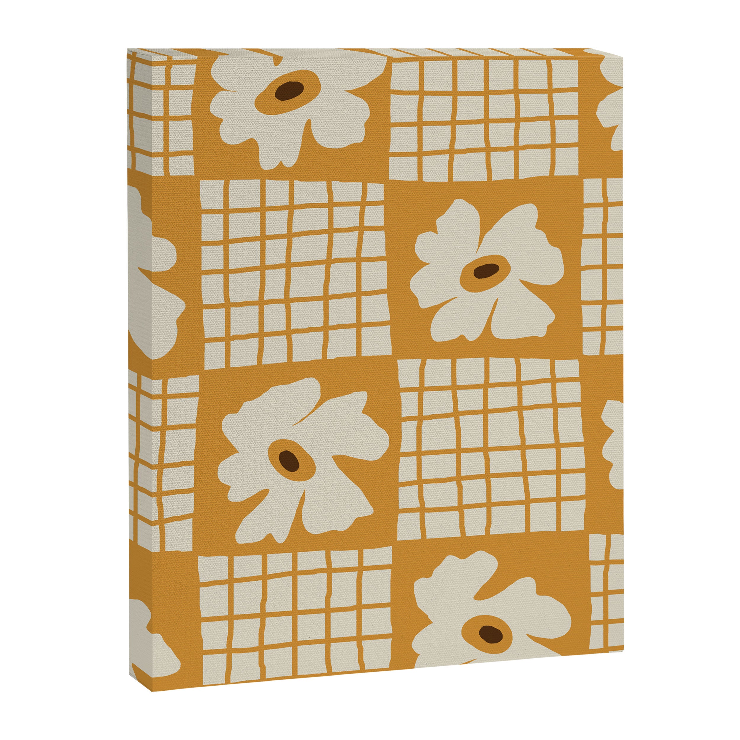 Vintage floral checkered box pattern  Canvas Print Gallery Image 3