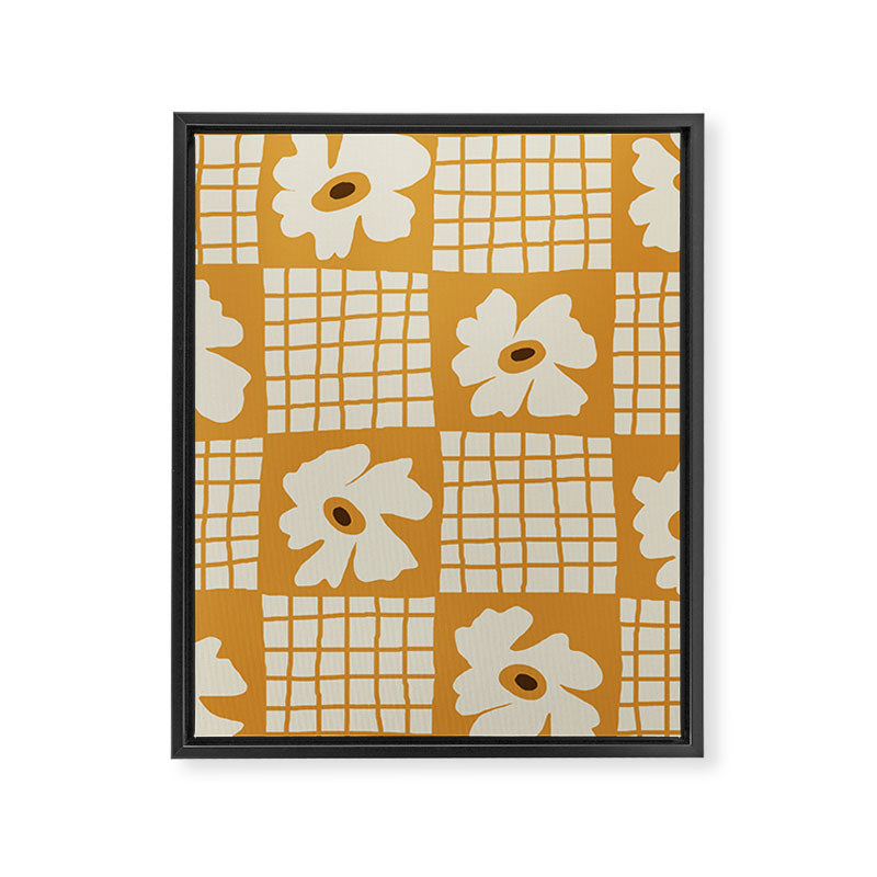 Vintage floral checkered box pattern  Framed Canvas Print Gallery Image 3