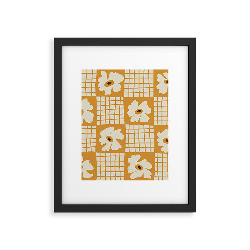 Vintage floral checkered box pattern  Framed Art Print Gallery Image 6