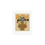 vintage flower vase with check  Art Print Gallery Image 1