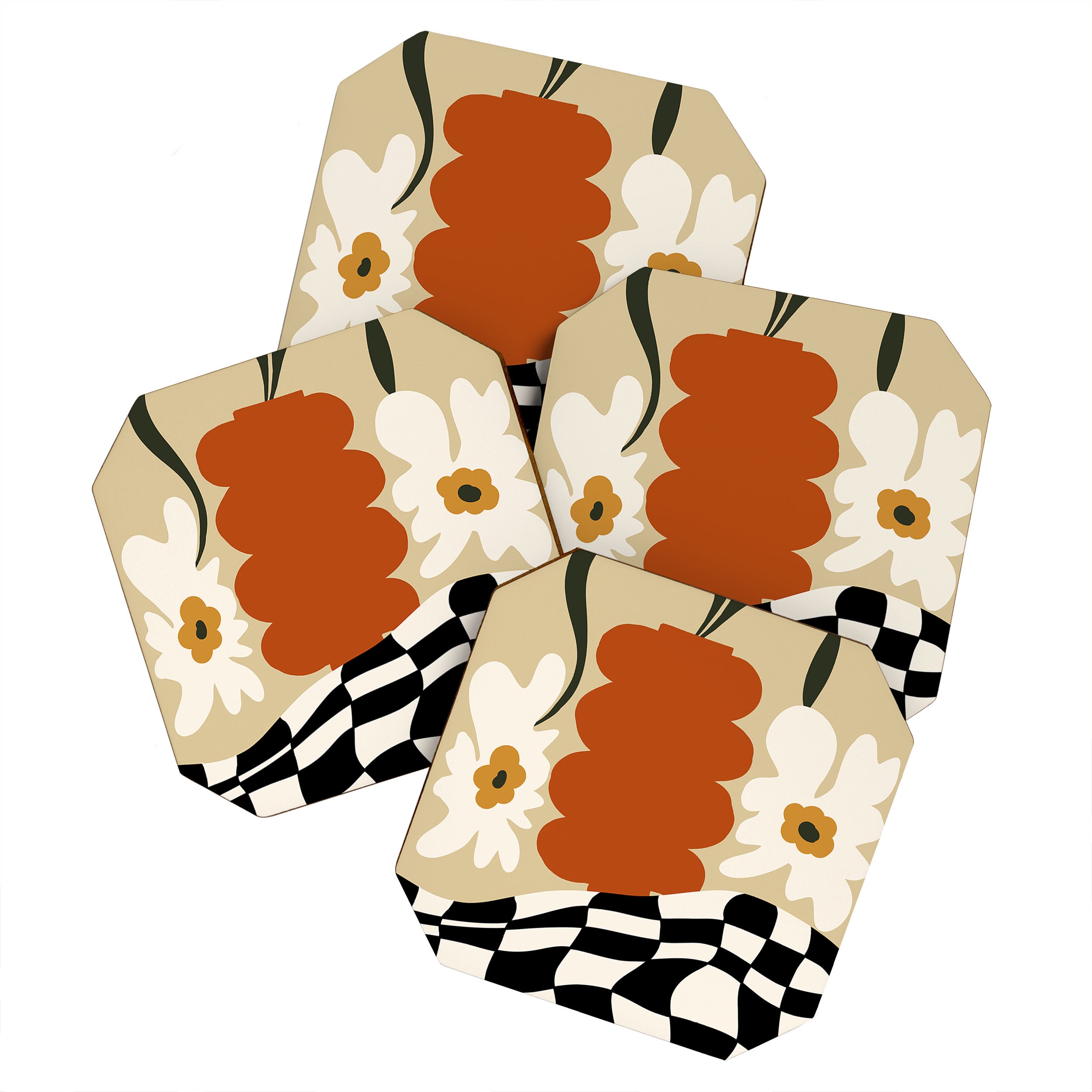 Vintage matisse floral check  Coaster Gallery Image 1