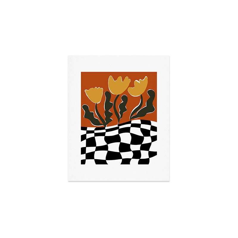 Vintage Poppy plaid Art Print Gallery Image 1