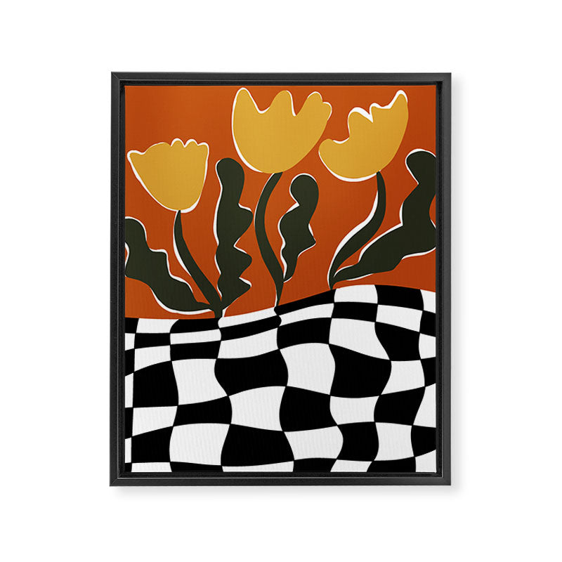 Vintage Poppy plaid Framed Canvas Print Gallery Image 8