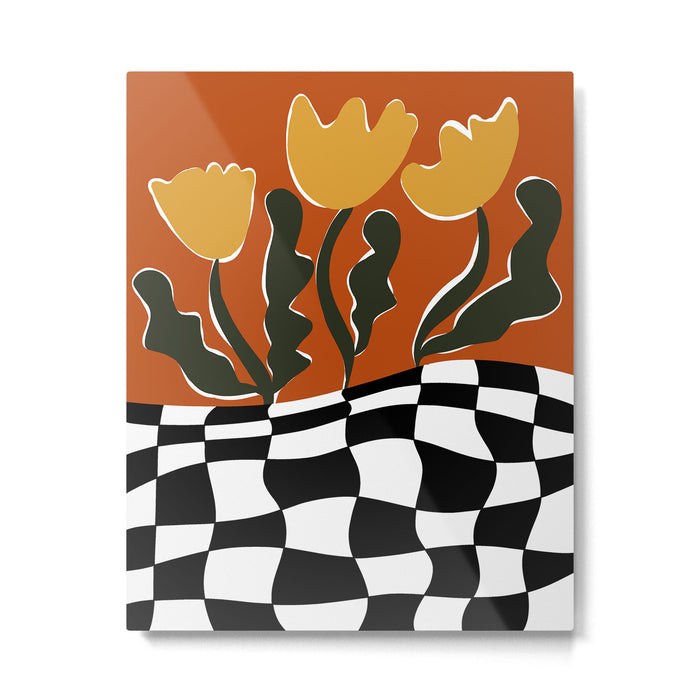 Vintage Poppy plaid Metal Print Gallery Image 1