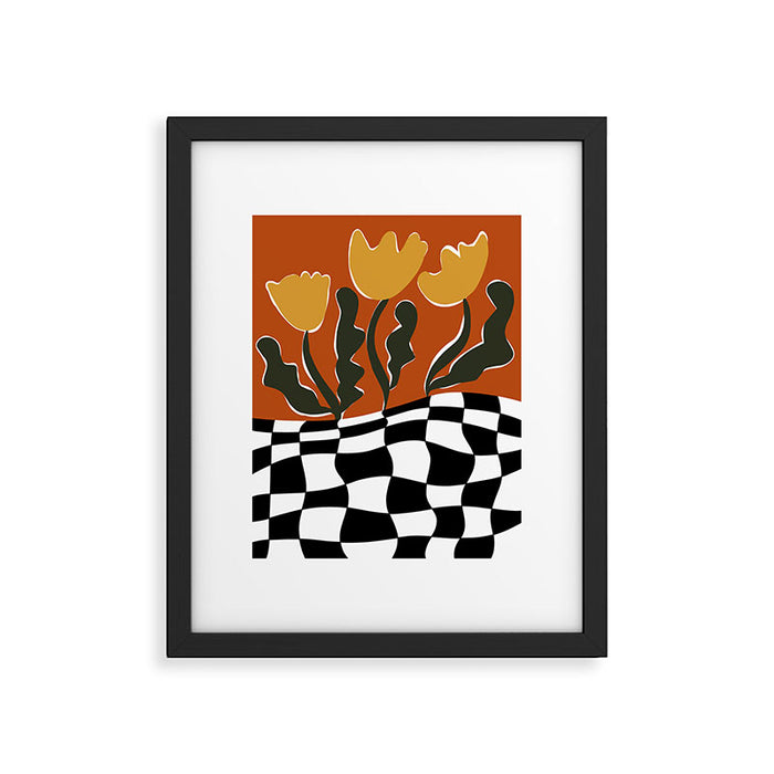 Vintage Poppy plaid Framed Art Print Gallery Image 1