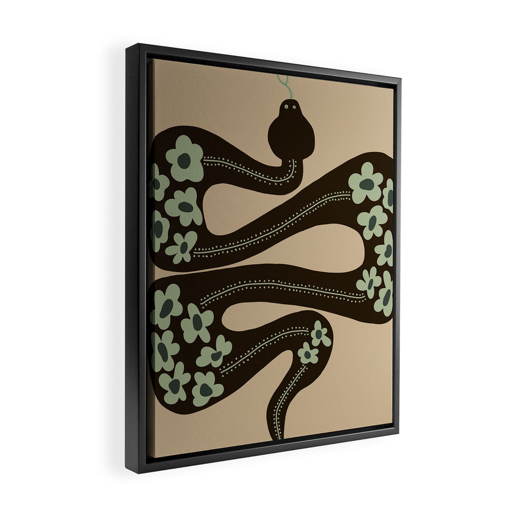 wild and free green anaconda  Framed Canvas Print Gallery Image 2