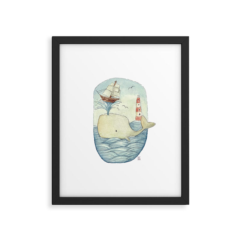 Cute Whale in the Sea Framed Art Print Gallery Image 5