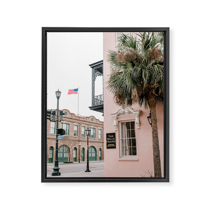Charleston Pink Framed Canvas Print Gallery Image 6
