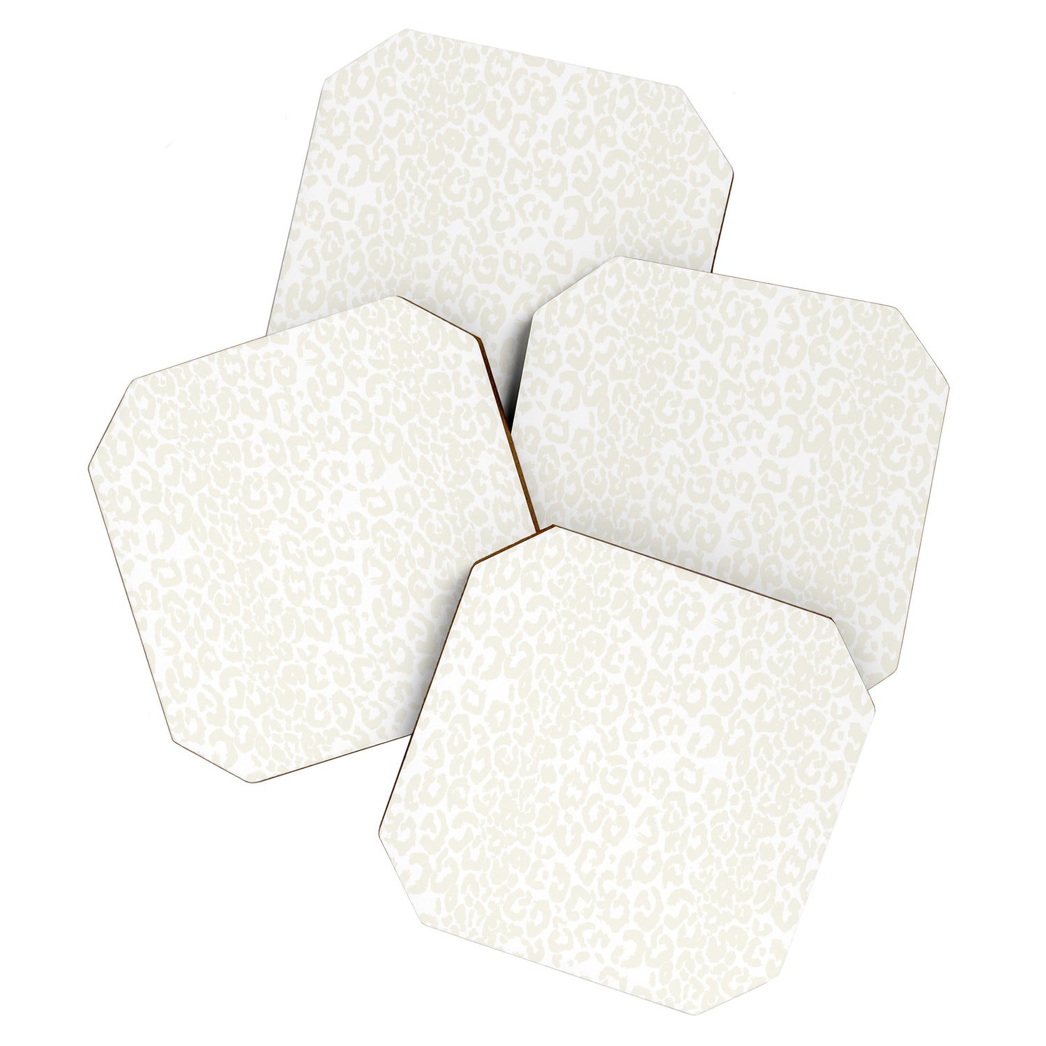 Antique White Leopard Print on White Coaster Gallery Image 1