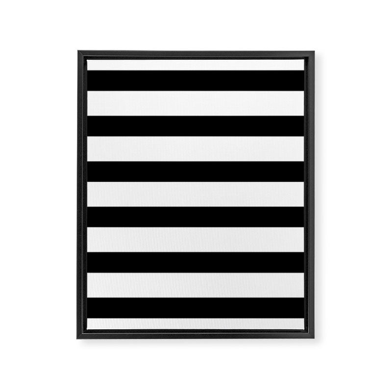Black and White Horizontal Stripes Framed Canvas Print Gallery Image 6