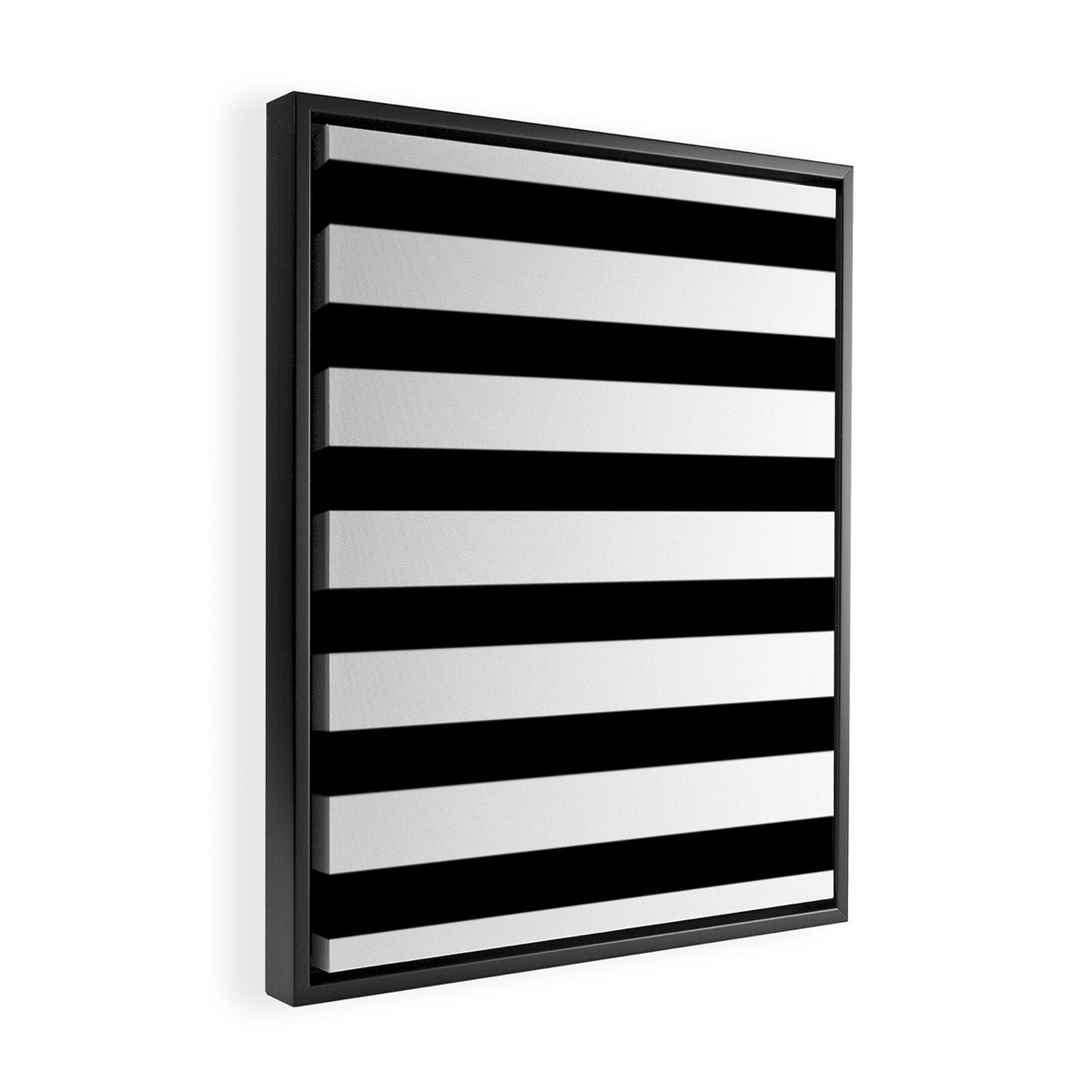 Black and White Horizontal Stripes Framed Canvas Print Gallery Image 2