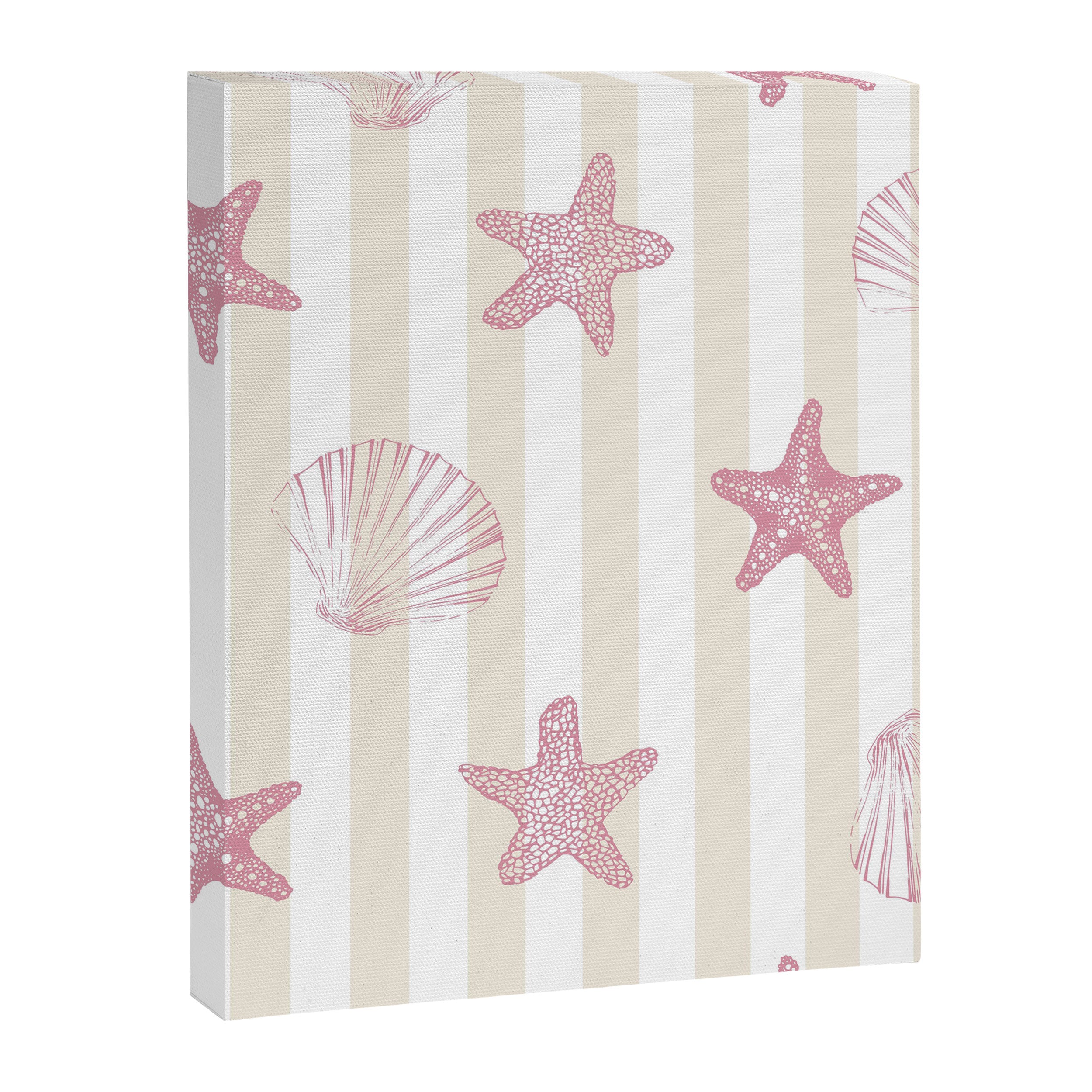 Blush Pink Seashell & Starfish on Beige and White  Canvas Print Gallery Image 8